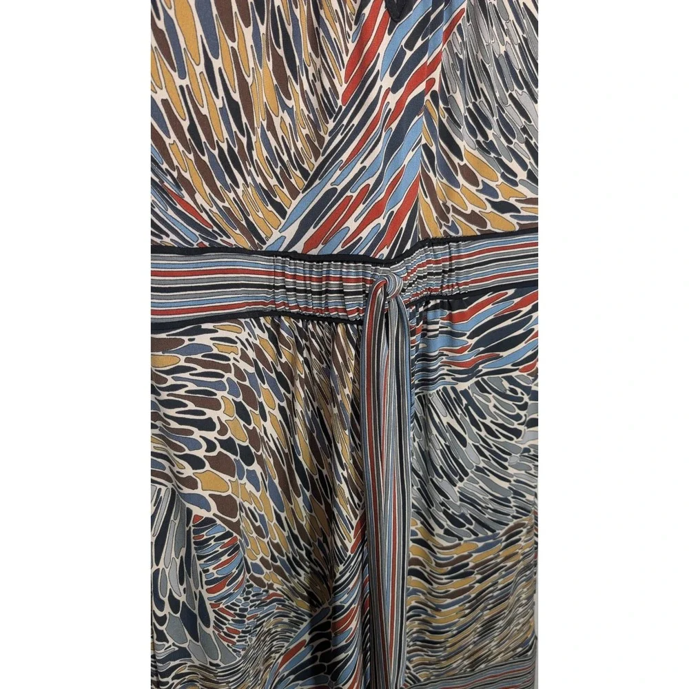 Max and Cleo Dress Multicolor Abstract Print Short Sleeve Tie Waist Women's - Picture 4 of 6